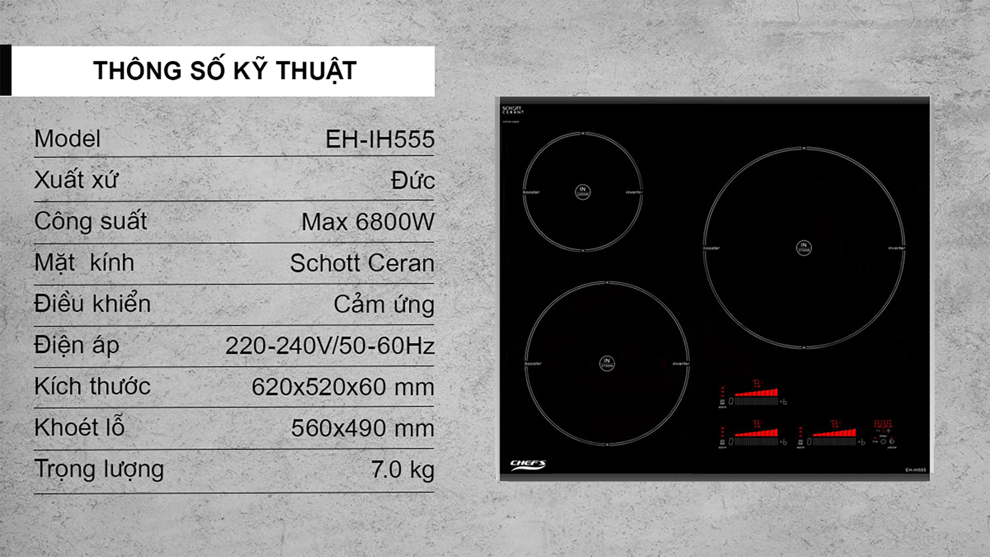 Bếp từ ba Chefs EH-IH555 -20