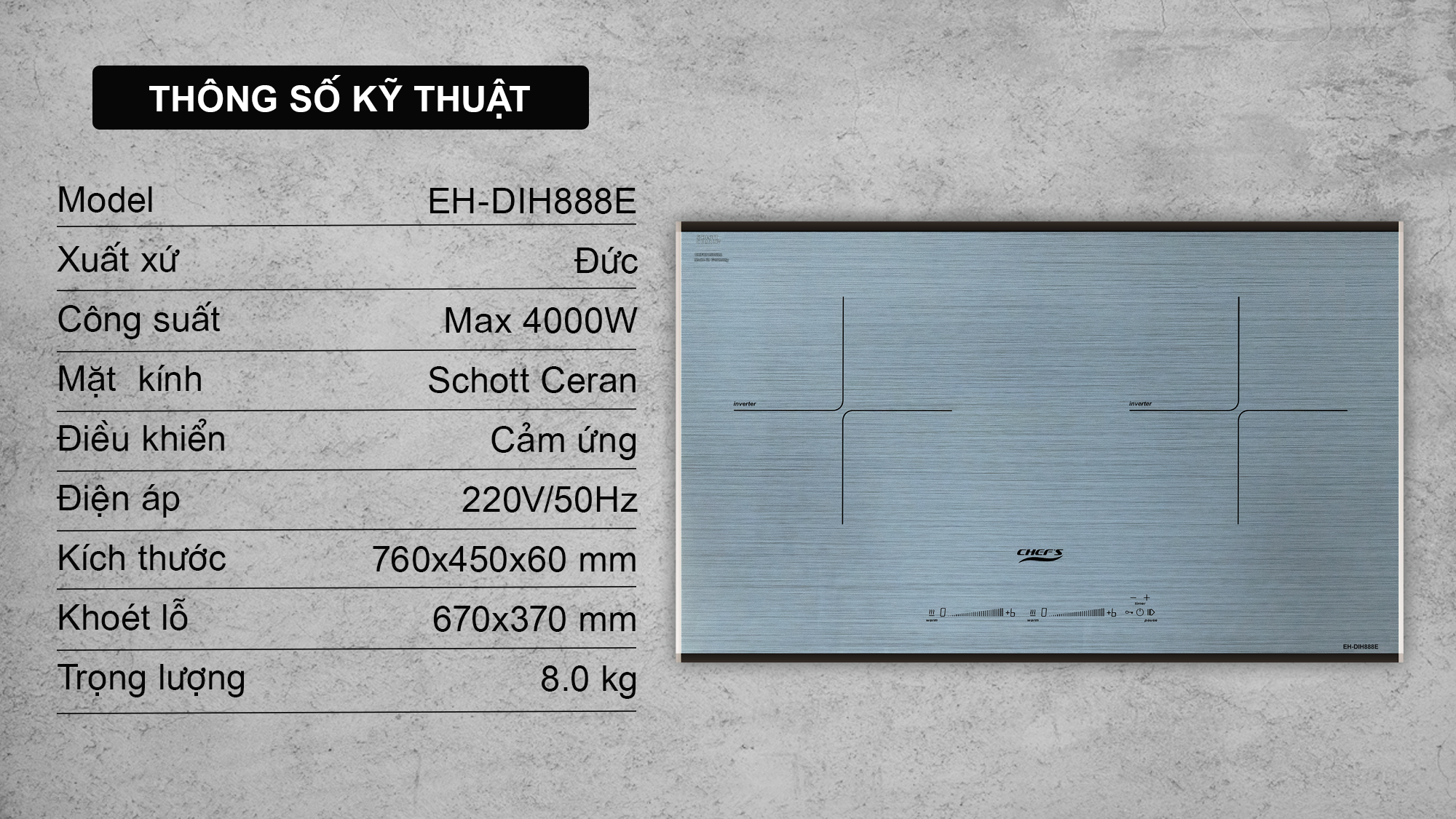 Bếp từ đôi Chefs EH-DIH888E -19
